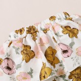 Baby Girl Summer Matching Floral 3PC Shorts Set