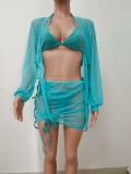 Summer Party Sexy Transparent 4pc Matching Skirt Set