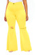 Summer Yellow High Waist Ripped Flare Jeans
