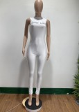 Summer Sleeveless Print Bodycon Jumpsuit