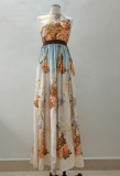 Summer Formal Print Sleeveless Slit Long Dress