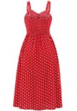 Summer Red Polka Vintage Strap Party Dress