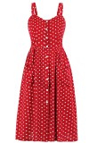 Summer Red Polka Vintage Strap Party Dress