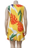 Plus Size Summer Floral Strap Mermaid Dress