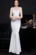 Summer Lace Upper Sleeveless White Mermaid Evening Dress