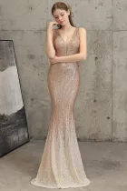 Summer Sequins Sleeveless V-Neck Mermaid Evening Dress