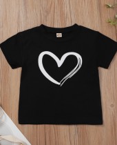 Summer Kids Girl Herzdruck O-Neck Regular Shirt