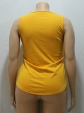 Summer Plus Size Print Yellow Vest