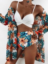 Sommer 3pc Print High Waist Cover-Up Badebekleidung