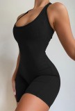 Summer Black Sexy Ribbed Halter Bodycon Rompers