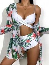 Sommer 3pc Print High Waist Cover-Up Badebekleidung
