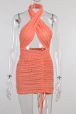 Summer Party Sexy Cut Out Ruched Strings Wrap Halter Mini Dress