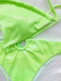 Two-Piece Neon O-Ring Bandeau Swimwear