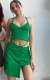 Summer Two Piece Matching Green Crop Top and Mini Skirt Set