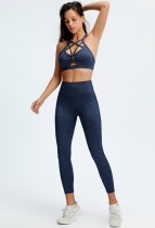 Summer Yoga 2pc Matching Solid Hollow Out Bra and High Waist Leggings