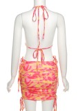 Summer Two Piece Matching Print Bra and Skirt Set