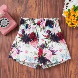 Kids Girl Summer Solid Shirt and Floral Shorts 2pc Set