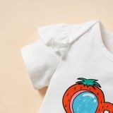 Baby Girl Summer Print Shirt and Shorts 3pc Set with Matching Headband