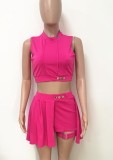 Summer Pink Sexy Crop Top and Shorts 2pc Set
