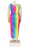 Summer Sexy Rainbow Swimsuit and Matching Cover-Up Set