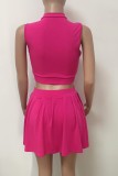 Summer Pink Sexy Crop Top and Shorts 2pc Set