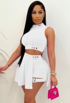 Summer White Sexy Crop Top and Shorts 2pc Set