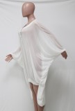 Summer White Lace-Up Transparent High Low Dress Cover-Up
