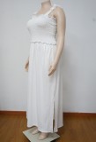 Summer Plus Size White Strap Side Slit Long Dress