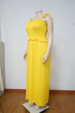 Summer Plus Size Yellow Strap Side Slit Long Dress