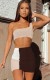 Summer Sexy Block Color One Shoulder Crop Top and Mini Skirt Set
