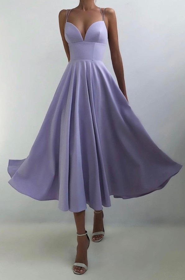 Summer Formal Purple High Waist Strap Long Prom Dress