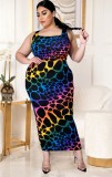 Summer Plus Size Colorful Sleeveless Fitted Long Dress