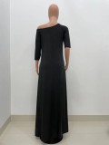 Summer Black Casual Irregular Long Maxi Dress