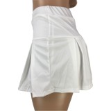 Summer White High Waist Short Pleated Skirt
