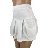 Summer White High Waist Short Pleated Skirt