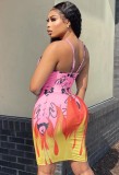 Summer Print Sexy Strap Bodycon Dress