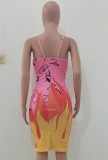 Summer Print Sexy Strap Bodycon Dress