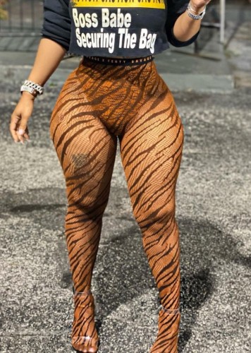 Leggings de cintura alta sexy con estampado de verano de África