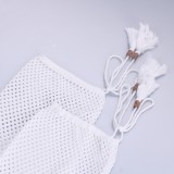 Summer White Hollow Out O-Ring Crochet Deep-V Mini Sundress with Full Sleeves