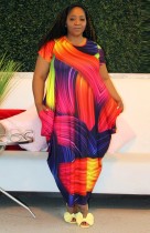 Summer Plus Size Casual Colorful Long Maxi Dress