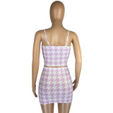 Summer Print Purple Strap Crop Top and Mini Skirt Matching 2PC Set