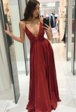Summer Formal Red Deep-V Strap Evening Dress