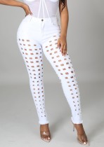 Jeans ajustados ahuecados con estilo blanco de verano