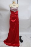 Summer Formal Red Sequins Strapless Slit Evening Dress