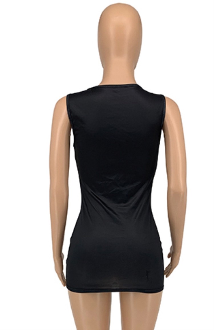 Wholesale Summer Print Black Sexy Tight Tank Dress | Global Lover