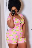 Summer Plus Size Cute Print Sexy Bodycon Rompers