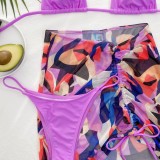 Summer Purple 3 Piece Cover-Up Swimwear Set