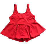 Summer Sports Red Tank Crop Top and Pleated Skirt 2PC Matching Set