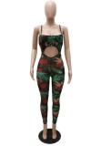 Summer Print Sexy Cut Out Strap Bodycon Jumpsuit