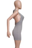 Summer Grey Knit Sexy Deep-V Fitted Rompers